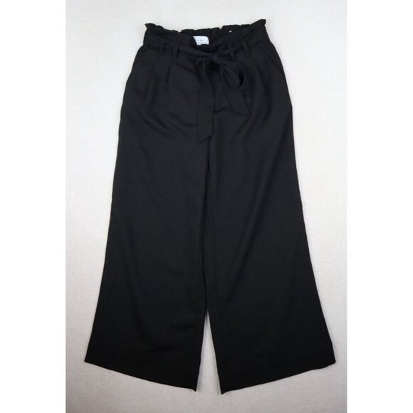 POPSUGAR - WOMEN'S BLACK WIDE LEG CROPPED PAPER BAG DRESS PANTS - SIZE XS - Picture 1 of 8